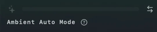 The sidebar's level meter while the score plays: a dimmed sparkles icon, an empty bar and the caption Ambient Auto Mode