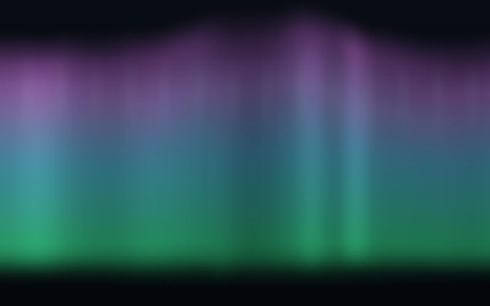 Aurora: soft curtains of light over a dark sky, green at the bottom fading through teal to violet at the top