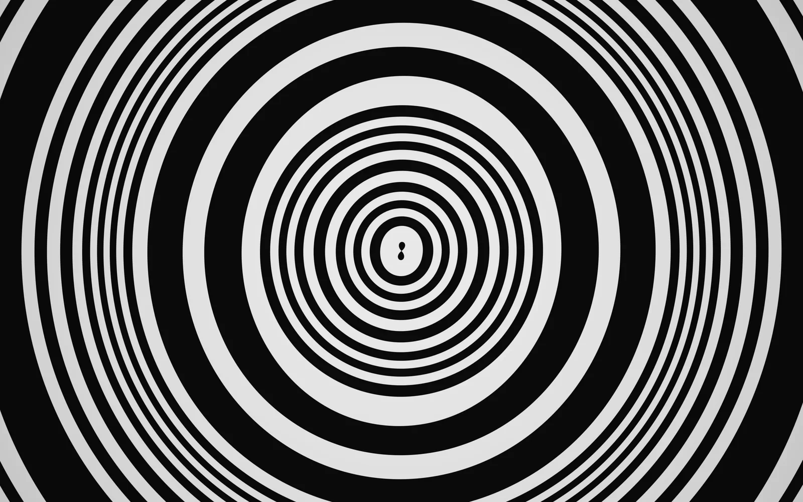 LIQUIDWAVE's Op Art scene: concentric black and white rings filling the frame, packed tight around a small center