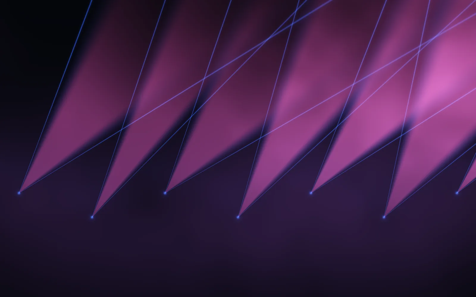 Sheet: pink wedges of light rising in parallel from a row of emitters, each edged by two thin blue lines